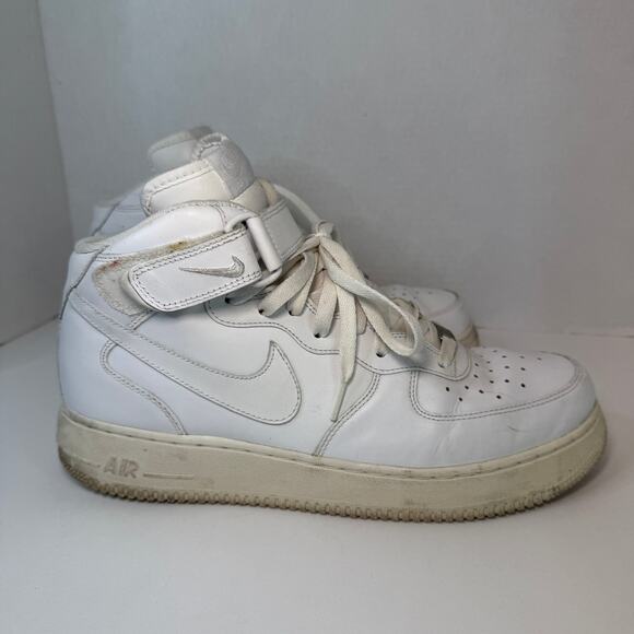 Nike Air Force 1 Mid Sneaker Shoes Triple White Men\'s Size 12 315123-111